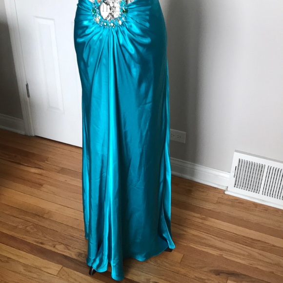 Coastal Coquette Colorful Bright Draped Satin Bead Formal Prom Evening Crisscros - Picture 6 of 7